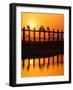 U Bein Bridge (Longest Teak Bridge in the World) at Sunset , Amarapura, Mandalay, Burma (Myanmar)-Nadia Isakova-Framed Photographic Print