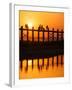 U Bein Bridge (Longest Teak Bridge in the World) at Sunset , Amarapura, Mandalay, Burma (Myanmar)-Nadia Isakova-Framed Photographic Print