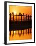 U Bein Bridge (Longest Teak Bridge in the World) at Sunset , Amarapura, Mandalay, Burma (Myanmar)-Nadia Isakova-Framed Photographic Print