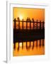 U Bein Bridge (Longest Teak Bridge in the World) at Sunset , Amarapura, Mandalay, Burma (Myanmar)-Nadia Isakova-Framed Photographic Print