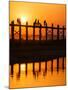 U Bein Bridge (Longest Teak Bridge in the World) at Sunset , Amarapura, Mandalay, Burma (Myanmar)-Nadia Isakova-Mounted Photographic Print