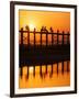 U Bein Bridge (Longest Teak Bridge in the World) at Sunset , Amarapura, Mandalay, Burma (Myanmar)-Nadia Isakova-Framed Photographic Print