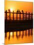 U Bein Bridge (Longest Teak Bridge in the World) at Sunset , Amarapura, Mandalay, Burma (Myanmar)-Nadia Isakova-Mounted Photographic Print