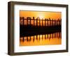 U Bein Bridge (Longest Teak Bridge in the World) at Sunset , Amarapura, Mandalay, Burma (Myanmar)-Nadia Isakova-Framed Photographic Print