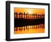 U Bein Bridge (Longest Teak Bridge in the World) at Sunset , Amarapura, Mandalay, Burma (Myanmar)-Nadia Isakova-Framed Photographic Print