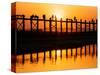 U Bein Bridge (Longest Teak Bridge in the World) at Sunset , Amarapura, Mandalay, Burma (Myanmar)-Nadia Isakova-Stretched Canvas