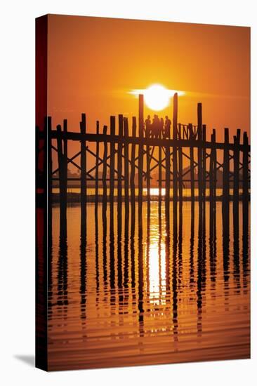 U Bein Bridge on Taungthaman at Sunset-Jon Hicks-Stretched Canvas