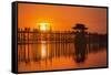 U Bein Bridge on Taungthaman at Sunset-Jon Hicks-Framed Stretched Canvas