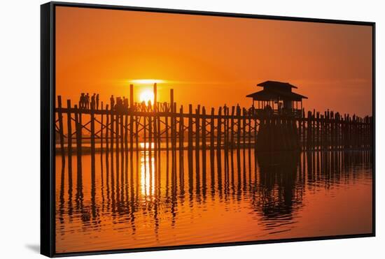 U Bein Bridge on Taungthaman at Sunset-Jon Hicks-Framed Stretched Canvas