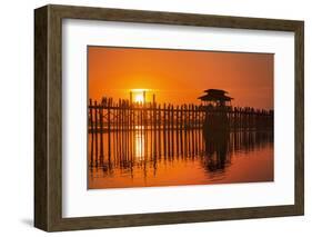 U Bein Bridge on Taungthaman at Sunset-Jon Hicks-Framed Photographic Print