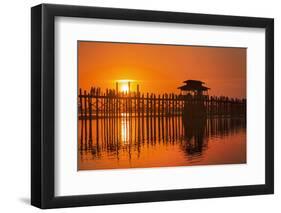 U Bein Bridge on Taungthaman at Sunset-Jon Hicks-Framed Photographic Print