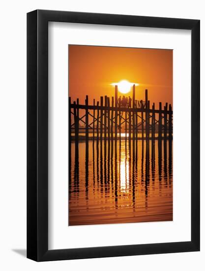 U Bein Bridge on Taungthaman at Sunset-Jon Hicks-Framed Photographic Print