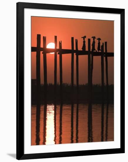 U Bein Bridge, Taugthaman Lake, Amarapura, Mandalay, Myanmar-Jane Sweeney-Framed Premium Photographic Print