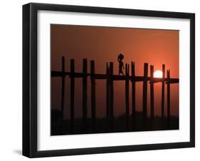 U Bein Bridge, Taugthaman Lake, Amarapura, Mandalay, Myanmar-Jane Sweeney-Framed Photographic Print