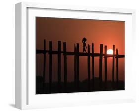 U Bein Bridge, Taugthaman Lake, Amarapura, Mandalay, Myanmar-Jane Sweeney-Framed Photographic Print