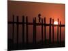 U Bein Bridge, Taugthaman Lake, Amarapura, Mandalay, Myanmar-Jane Sweeney-Mounted Photographic Print