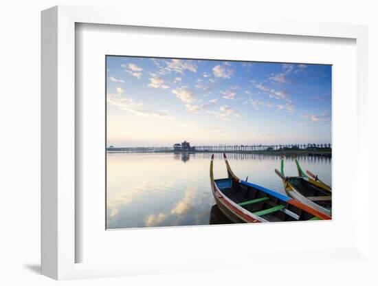 U Bein Teak Bridge and the Taungthaman Lake Near Amarapura, Mandalay, Myanmar (Burma)-Alex Robinson-Framed Photographic Print