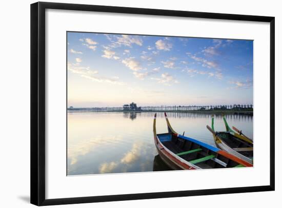 U Bein Teak Bridge and the Taungthaman Lake Near Amarapura, Mandalay, Myanmar (Burma)-Alex Robinson-Framed Photographic Print