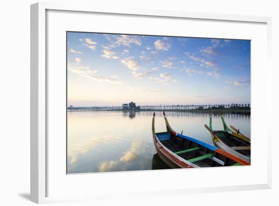 U Bein Teak Bridge and the Taungthaman Lake Near Amarapura, Mandalay, Myanmar (Burma)-Alex Robinson-Framed Photographic Print