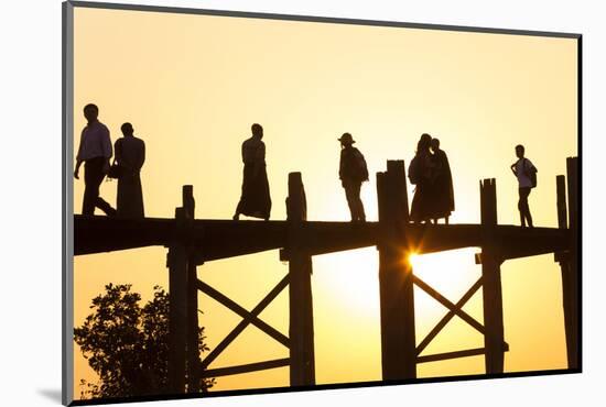 U Bein Teak Bridge at Sunset, Mandalay, Myanmar-Peter Adams-Mounted Photographic Print