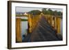 U Bein Teak Bridge with Citadel Pagoda, Amarapura, Mandalay, Myanmar-Keren Su-Framed Photographic Print