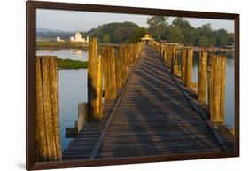 U Bein Teak Bridge with Citadel Pagoda, Amarapura, Mandalay, Myanmar-Keren Su-Framed Photographic Print