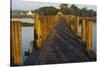 U Bein Teak Bridge with Citadel Pagoda, Amarapura, Mandalay, Myanmar-Keren Su-Stretched Canvas