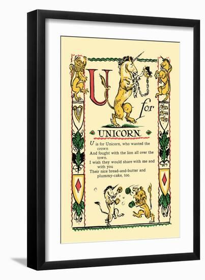 U for Unicorn-Tony Sarge-Framed Art Print