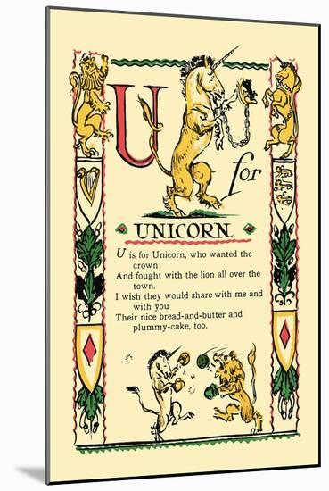 U for Unicorn-Tony Sarge-Mounted Art Print