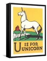 U is for Unicorn-null-Framed Stretched Canvas
