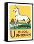 U is for Unicorn-null-Framed Stretched Canvas