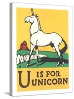 U is for Unicorn-null-Stretched Canvas
