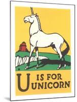 U is for Unicorn-null-Mounted Art Print