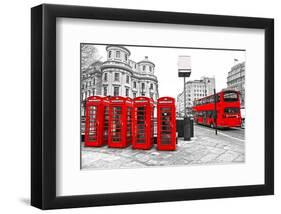 U.K. Black White and Red-null-Framed Art Print