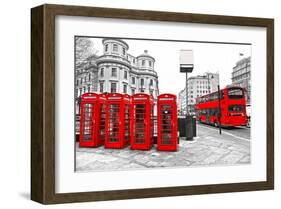 U.K. Black White and Red-null-Framed Art Print