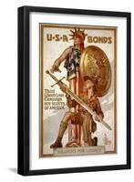 U*S*A Bonds, Third Liberty Loan Campaign, Boy Scouts of America Weapons for Liberty-Joseph Christian Leyendecker-Framed Art Print