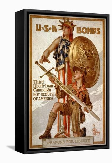 U*S*A Bonds, Third Liberty Loan Campaign, Boy Scouts of America Weapons for Liberty-Joseph Christian Leyendecker-Framed Stretched Canvas