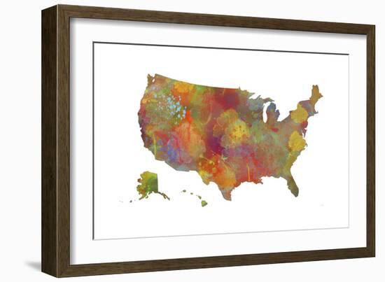 U.S.A. Map 11-Marlene Watson-Framed Giclee Print