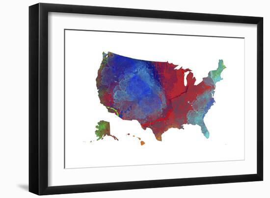 U.S.A. Map 12-Marlene Watson-Framed Giclee Print