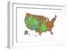 U.S.A. Map 4-Marlene Watson-Framed Giclee Print
