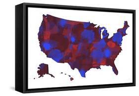 U.S.A. Map 6-Marlene Watson-Framed Stretched Canvas