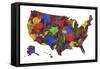 U.S.A. Map 7-Marlene Watson-Framed Stretched Canvas