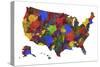 U.S.A. Map 7-Marlene Watson-Stretched Canvas