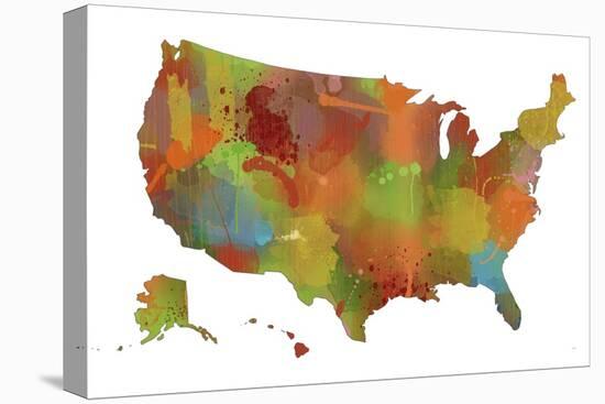 U.S.A. Map 9-Marlene Watson-Stretched Canvas