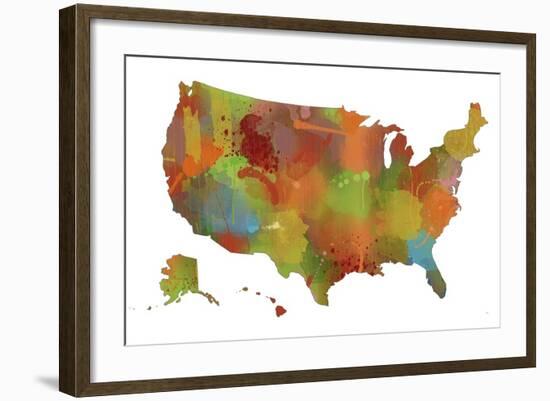 U.S.A. Map 9-Marlene Watson-Framed Giclee Print