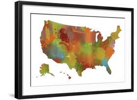 U.S.A. Map 9-Marlene Watson-Framed Giclee Print