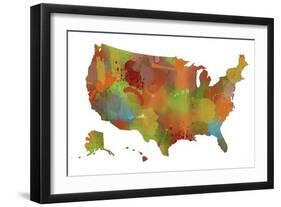 U.S.A. Map 9-Marlene Watson-Framed Giclee Print