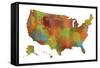 U.S.A. Map 9-Marlene Watson-Framed Stretched Canvas