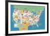 U.S.A. States and Capitals-Catrina Genovese-Framed Giclee Print