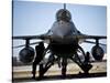 U.S. Air Force Crew Chiefs Do Pre-flight Checks Under An F-16 Fighting Falcon-Stocktrek Images-Stretched Canvas